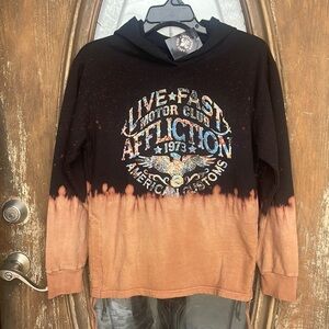 NEW Affliction two tone Hooded Long Sleeve! Small